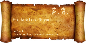 Petkovics Noémi névjegykártya