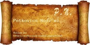 Petkovics Noémi névjegykártya